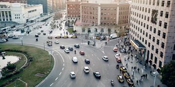 Roundabout in busy city